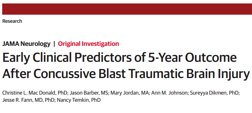 header of Mac Donald's article, Early Clinical Predictors of 5-Year Outcome After Concussive Blast Traumatic Brain Injury