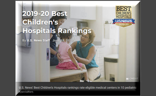 Seattle Children’s Hospital ranked #10 overall on the U.S. News and World Report’s Honor Roll of Best Children’s Hospitals 2019-2020