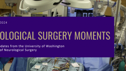 NEUROLOGICAL SURGERY MOMENTS in text in front of surgical equipment