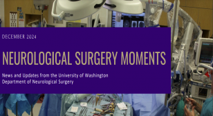 NEUROLOGICAL SURGERY MOMENTS in text in front of surgical equipment